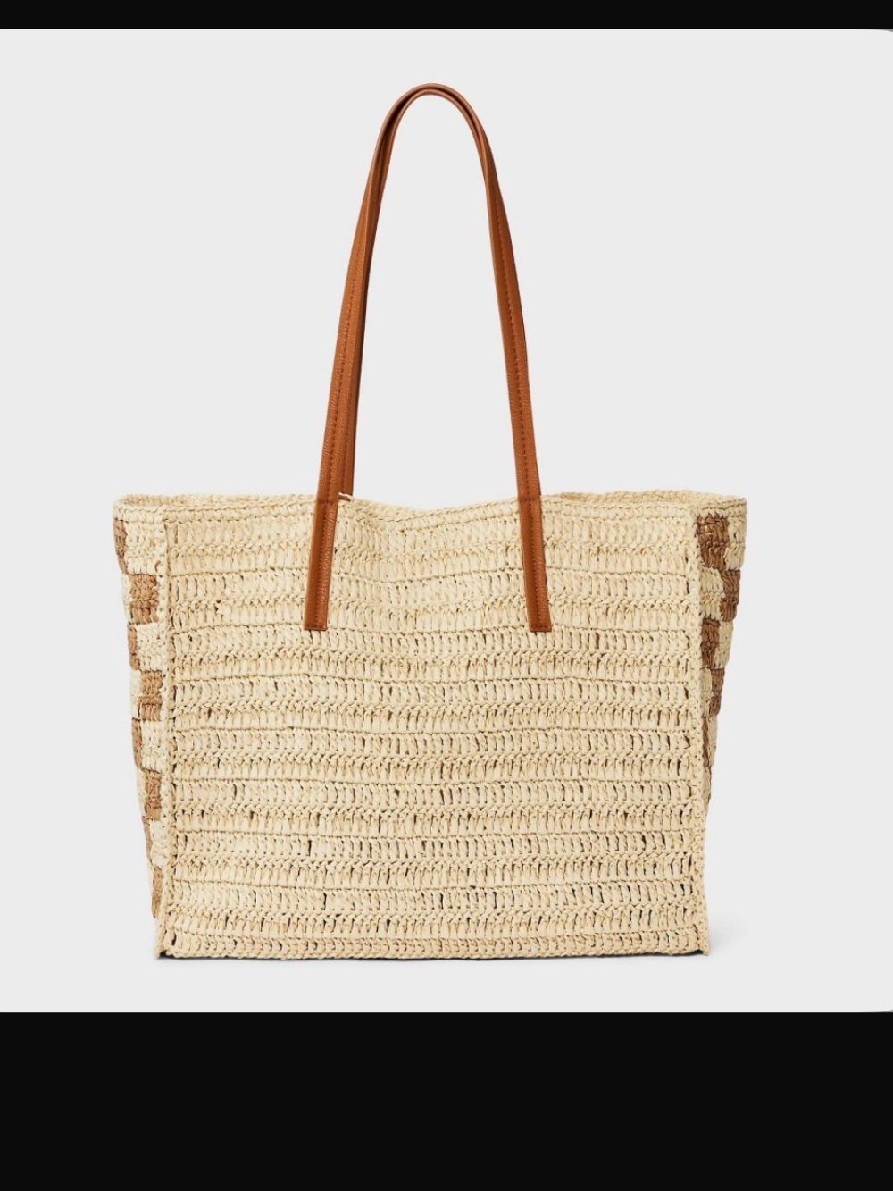 Universal Thread Straw Tote with Brown Shoulder Straps